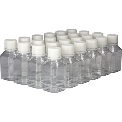 Laboratórna fľaša z PET, priehľadná, uzáver na závit, mierka, 250 ml, 24 ks