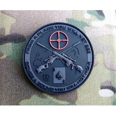 JACKETS TO GO Nášivka SNIPER DEATH SPADE plast velcro ČERNÁ