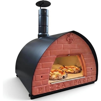 PIZZA PARTY Pizza pec na drevo so šamotovými tehlami BISCOTTO 2ks pizze 70x70 GUNMETAL