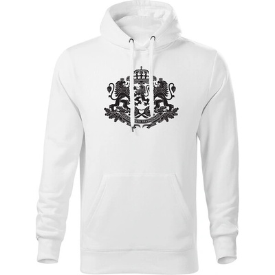 DRAGOWA мъжки суитшърт с качулка Герб на България, бял (37461)