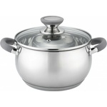 Voltz Тенджера Voltz OV51210N24, вместимост 6l, 24cm диаметър, неръждаема стомана, капак от закалено стъкло, инокс, силиконови сиви дръжки (OV51210N24 Grey)
