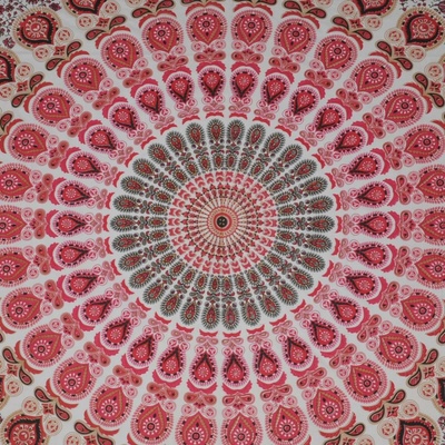 BOB Batik indický přehoz na postel Peacock červený růžový bílý 230 x 220 cm