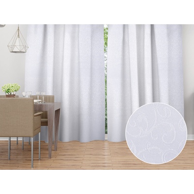 Biante Dekoračný záves TF-078 Ornamenty - studená biela 150x250 cm