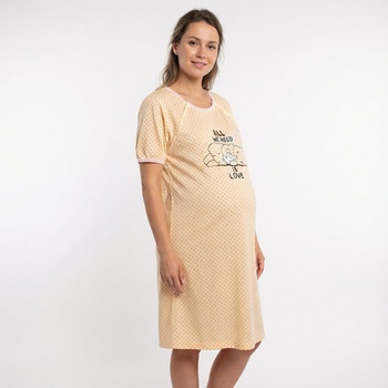 Нощница за кърмачки в цвят пъпеш със зайче и точки