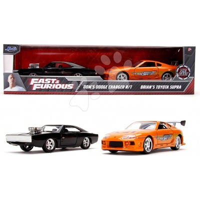 Jada Autíčka Toyota Supra a Dodge Charger 1970 Fast & Furious Twin Pack kovové s otvárateľnými dverami dĺžka 12 cm 1:32