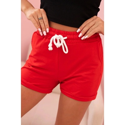 dámske bavlnené kraťasy s gumou a zaväzovaním v páse Luba oranžová