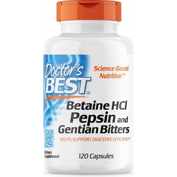 Doctor's Best Betaine HCl + Pepsin & Gentian Bitters hořec 120 kapslí