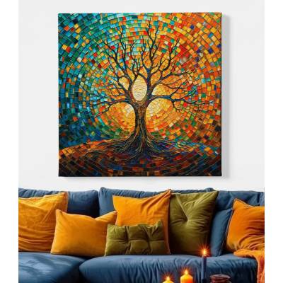 Obraz na plátně - Strom života Kaleidoskop přírody FeelHappy.cz Vyberte rozměr obrazu (šířka x výška): 40 x 40 cm