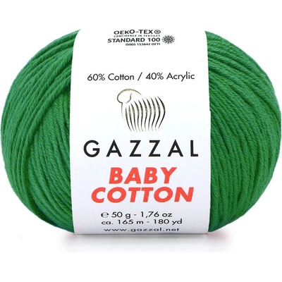 Gazzal Příze Baby cotton 3456 zelená
