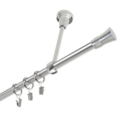 OK-GarnýžeCZ Garnýž kovová jednořadá 19mm Capri nerez 250 cm do stropu / kroužky s žabkou