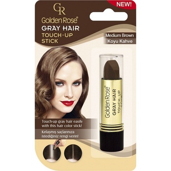 Golden Rose Gray Hair Touch Up Stick barvící korektor na odrostlé a šedivé vlasy 03 středně hnědý 5,2 g