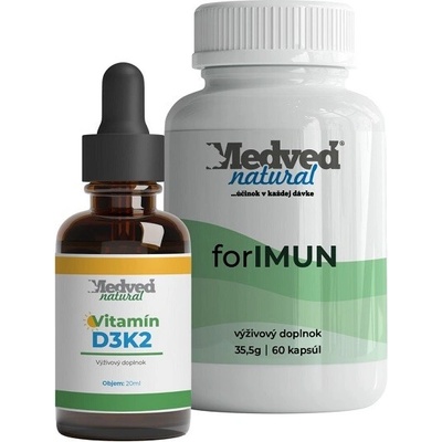 Medveď Natural D3K2 20 ml a forIMUN 60 kapsúl
