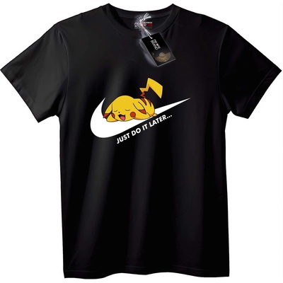 NOONEBRAND Тениска Пикачу Просто Го Направи По-Късно - 2XL, Black