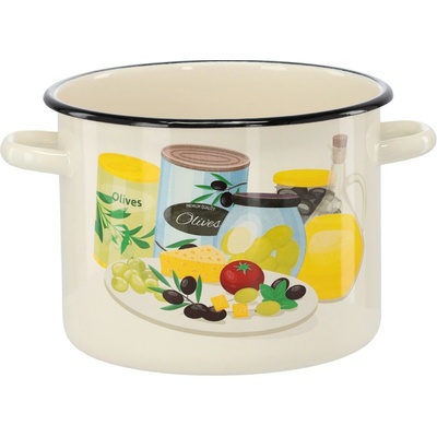 Pro-Tech shop Hrniec smaltovaný 5,5l 22cm krémový vzor olivy 68524
