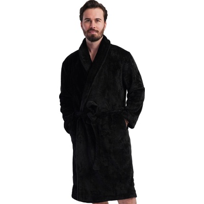 Elegantní pánský župan z teplého softu černý šálový límec 1Z1728 černá – Zbozi.Blesk.cz