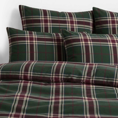 Goldea flanel obliečky tmavo zelené káro 200x200 2x70x90