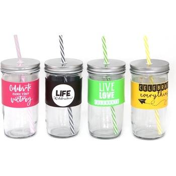 Horecano CN-Стъклена чаша със сламка и кожен ринг 600ml. (650T) (0193705)