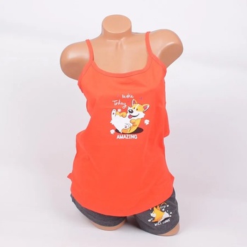 Image 1 of Лятна пижама в червено-оранжево и тъмносиво