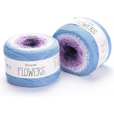 Yarn Art příze Flowers 264 tmavě modrá, fialová, smetanová, modrá