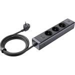 Xmart Разклонител със защита от пренапрежение Xmart 3 x Шуко гнезда + 2 x USB-C PD + 1 x USB-A QC интерфейси, GaN, 30W, Черен (24764)
