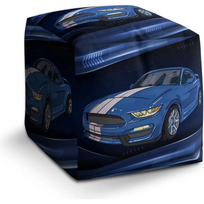 Sablio Taburet Kocka Mustang Modré pozadí s pruhy: 40x40x40 cm