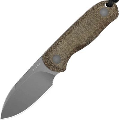 Kizer Drop Bear Azo 14C28N Burlap Micarta 1094A1