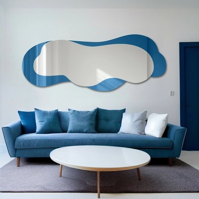 Alfaram Nepravidelné modré zrkadlo - SKYLINE BLUE 160x63