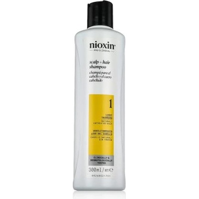 Nioxin System 1 Scalp + Hair Shampoo 300 ml шампоан за естествена, небоядисана и нетретирана с химикали коса с леко изтъняване за жени