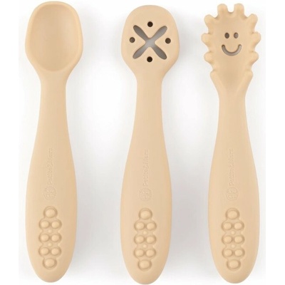 PETITEMARS Petite&mars Set silikonových tréninkových lžiček Take&Match Desert Sand 6m+