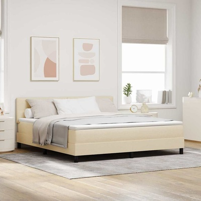 Postel s boxspringem s čelo Krémová 200 x 180 cm textil