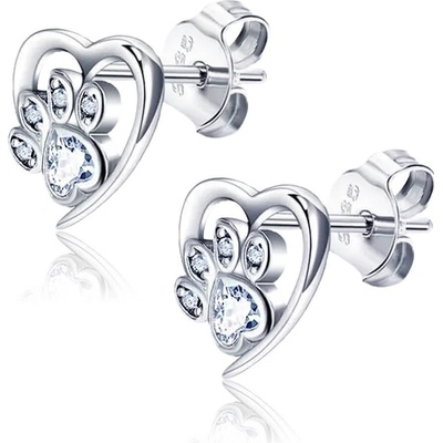 Elanis Jewel Stříbrné náušnice Tlapka s čirými krystaly Swarovski® EJ00557