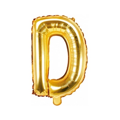 PartyDeco Fóliový balón Mini Písmeno D 35cm zlatý