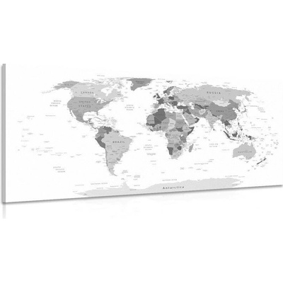 Obraz černobílá mapa s názvy - 120x60