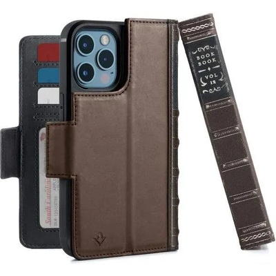 Twelve South BookBook - луксозен кожен калъф (с кейс) тип портфейл за iPhone 12, iPhone 12 Pro (кафяв)