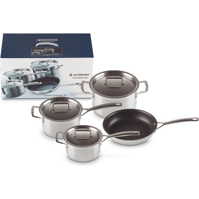 Le Creuset Комплект тенджери с тиган 3-слоен с капаци, 7 ел (96209100001000)