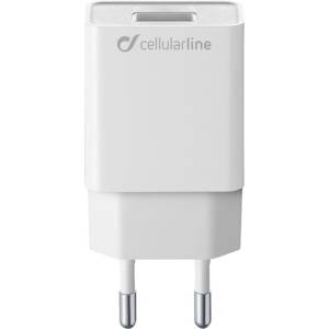 Cellularline мрежово зарядно устройство с usb изход 5 w, pd бързо зарядно, БЯЛО (achsmusb5ww)