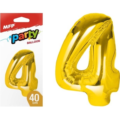 MFP Paper s.r.o. balónek č. 4 nafukovací fóliový 40 cm zlatý