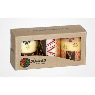 Nobunto Dárková sada 3 pilířových svíček Akono z JAR 5 x 7 cm