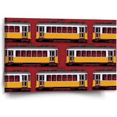 Sablio Obraz Lisabonské historické električky Červený Pattern - 60x40 cm