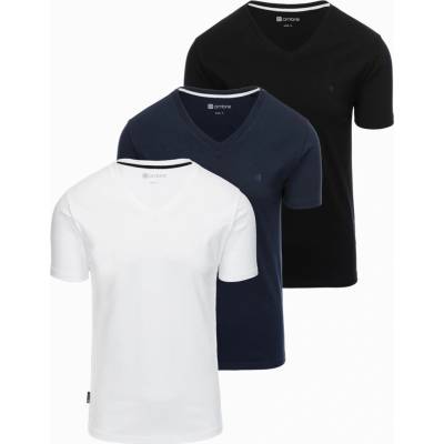 Ombre Set of shirts with V neckline and elastane and subtle Logo 3-pack
