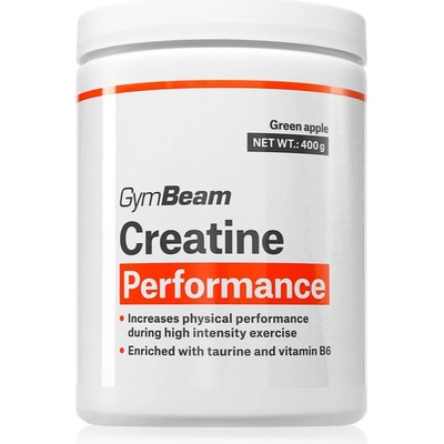 GymBeam Creatine Performance прах за подпомагане на спортните постижения вкус Green Apple 400 гр