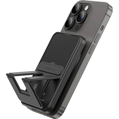 Преносима външна батерия с USB-C порт и безжично зареждане с MagSafe - AmazingThing Thunder Pro Stand Magnetic Wireless Power Bank 5000 mAh 22.5W (черен) (TPM5KSBK)