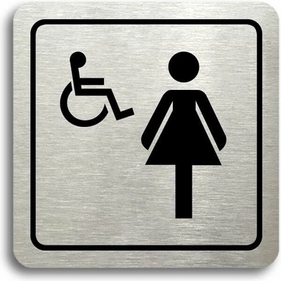 Accept Piktogram "WC ženy, invalidé" (80 × 80 mm) (stříbrná tabulka - černý tisk)