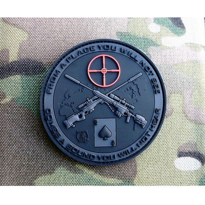 JACKETS TO GO Nášivka SNIPER DEATH SPADE plast velcro ČIERNA