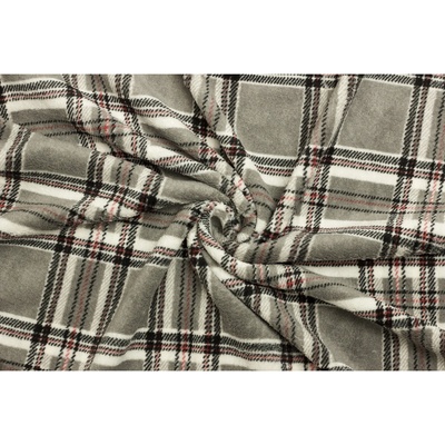 Coral fleece Soft - Károvaný vzor šedý
