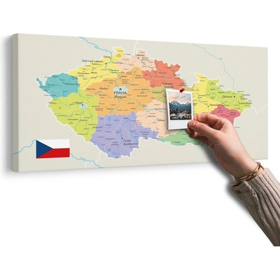 Obraz na korku stylová mapa Česka s vlajkou - 120x60 smiley