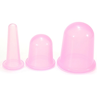 Fabulo Silikonové masážní baňky sada fialové 3 ks + dárek: plátěný pytlík