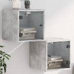 vidaXL Нощни шкафчета със стъклени врати 2 бр бетонно сиво 35x37x35 см (836469)