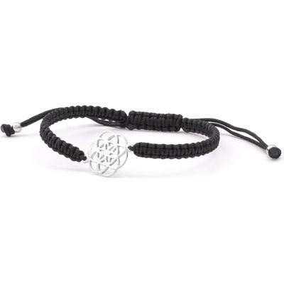 Beneto Exclusive Stylový černý šňůrkový náramek Mandala AGB545