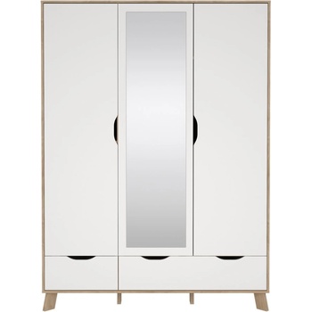 Tvilum Гардероб от дъбов декор с огледало в бял и естествен цвят 147x201x58 cm Ikast - Tvilum (86709hl49)